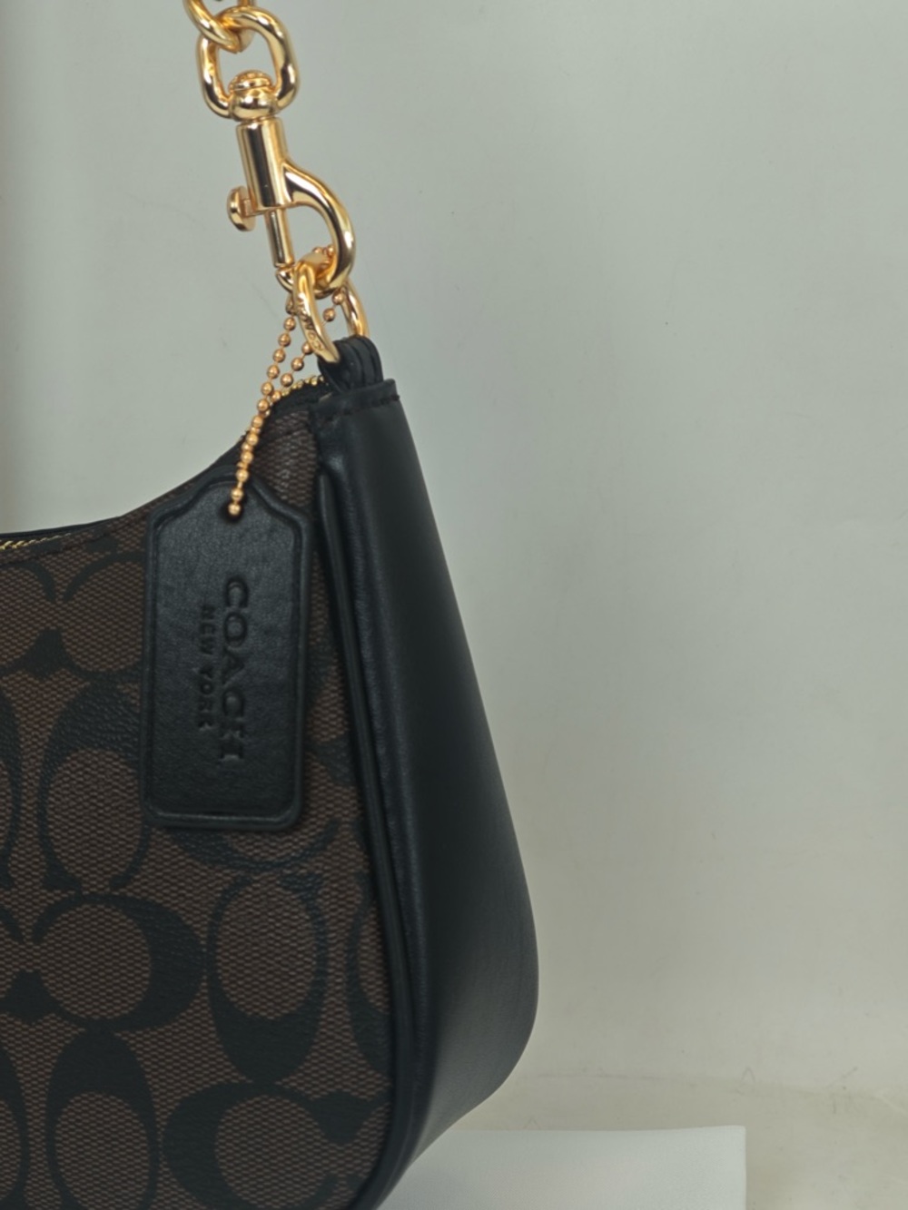 Coach Dark Brown Signature Mini Hobo with Gold Chain - Picture 9 of 12